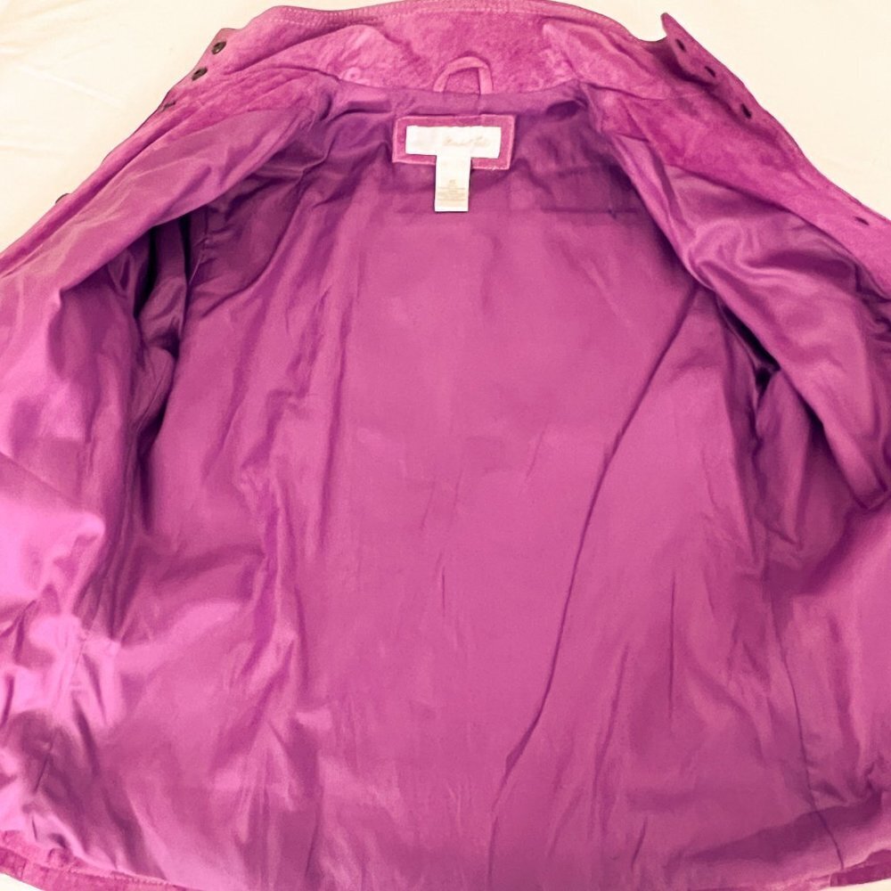 VTG Marshall Fields Women's Suede Moto Jacket Magenta Extra Small - Picture 6 of 12